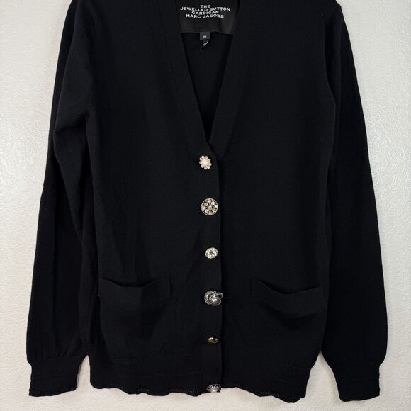 MARC JACOBS The Jewelled Button Cardigan Black SIZE XS Wool Cashmere Sweater - Picture 3 of 16